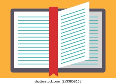 notebook with lined bookmark vector illustration
