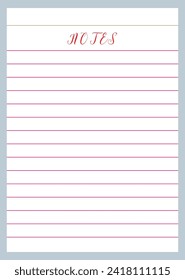 Notebook lined paper background isolated. EPS file 107.