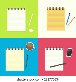 Notebook with lines can shred and Accessories set.