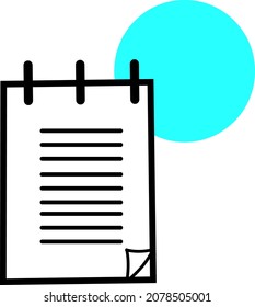 Notebook with lines, illustration, vector, on a white background.