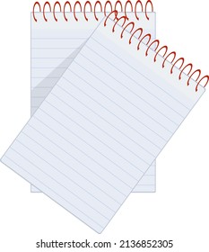 Notebook with lines, illustration, vector on a white background.