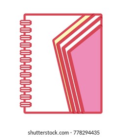 notebook with lines pink  vector illustration