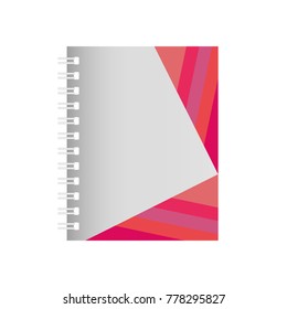 notebook with lines pink  vector illustration