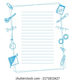 notebook with lining blue elements for printing