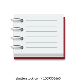 Notebook logo realistic vector illustration. Linear, calendar, document, diary for keeping text, habits, goals. Work plan icon