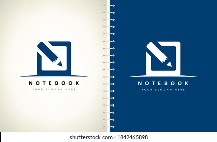 Notebook logo vector. Pencil and notepad design.