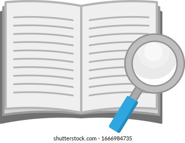 notebook and loupe isolated vector illustration