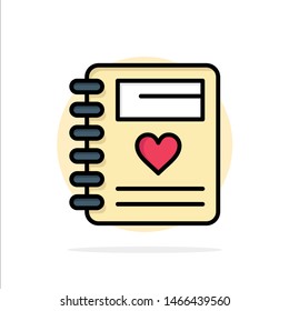 Notebook, Love, Heart, Wedding Abstract Circle Background Flat color Icon. Vector Icon Template background