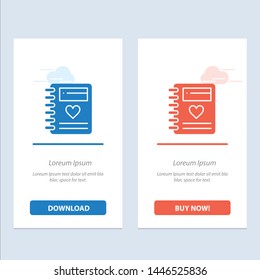 Notebook, Love, Heart, Wedding  Blue and Red Download and Buy Now web Widget Card Template