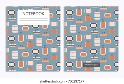 Notebook with luggage travel pattern