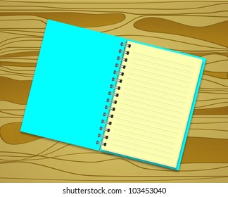 notebook lying on a wooden structure Vector