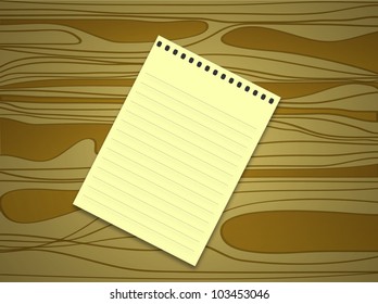 notebook lying on a wooden structure. Vector