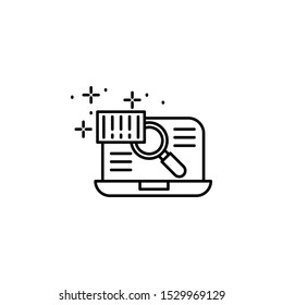 Notebook magnifier barcode icon. Element of qr code and barcode icon