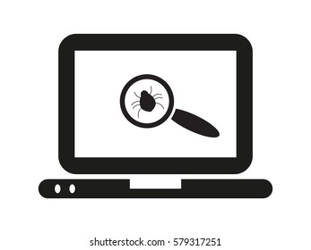 notebook, magnifier, virus, icon, vector illustration eps10
