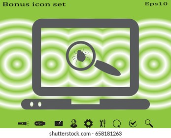 notebook, magnifier, virus, icon, vector illustration eps10
