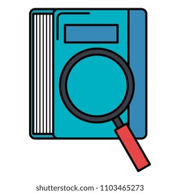 notebook with magnifying glass