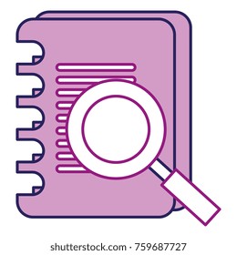 notebook with magnifying glass