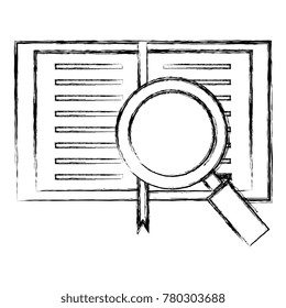 notebook with magnifying glass