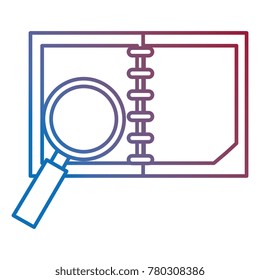 notebook with magnifying glass