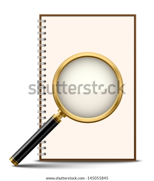 Notebook Magnifying Glass Stock Vector (Royalty Free) 145055845 ...