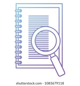 notebook with magnifying glass isolated icon