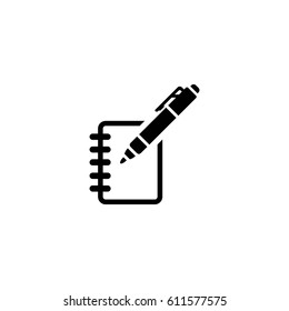 notebook with marker pen vector icon