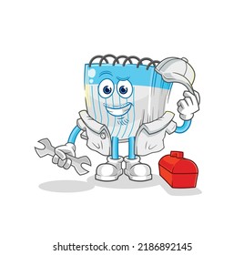 the notebook mechanic cartoon. cartoon mascot vector