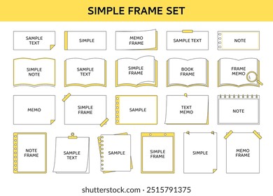 Notebook, memo, frame, flat, line, simple, book, stationery, design, decoration, ornament, simple