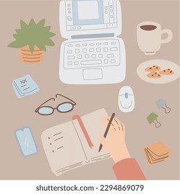  Notebook, mobile phone, laptop and office supplies