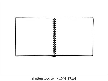 Un portátil se burla de un fondo blanco aislado. Copybook de páginas vacías con plantilla de espiral metálica. Ilustración vectorial de cuaderno cerrado realista.