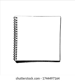 Notebook mock up isolated on white background. Empty pages copybook with metal spiral template. Realistic closed notebook vector illustration.