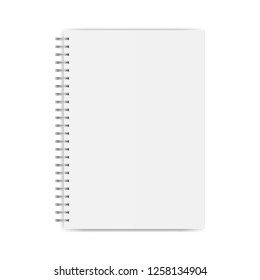 Notebook mockup isolated on white background - top view. Vector illustration