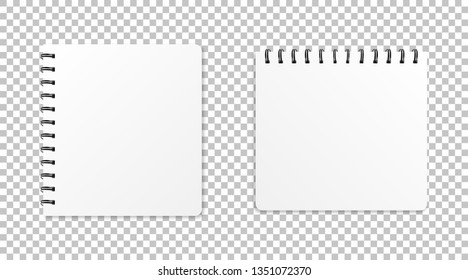 Notebook mockup. Note with spiral. Notebook realistic style. Notepad empty paper. vector illustration