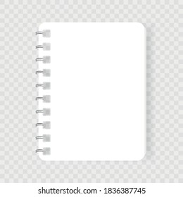 Notebook-Modell. Beachte mit Spirale. Notebook-realistischer Stil. Leeres Papier für den Notepad. Vektorgrafik