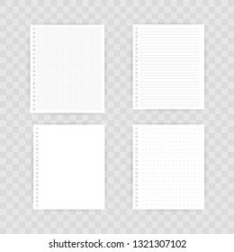 Notebook mockup, with place for your image, text or corporate identity details. Blank mock up with shadow on transparent background. Vector stock illustration.