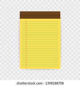 Notebook mockup, with place for your image, text or corporate identity details. Blank mock up with shadow on transparent background. Vector stock illustration.