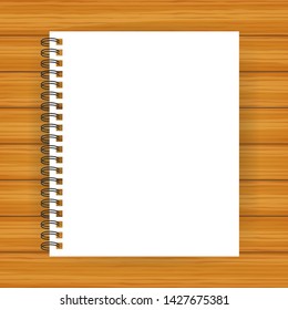 Notebook mockup, with place for your image, text or corporate identity details. Blank mock up with shadow on. Vector stock illustration.