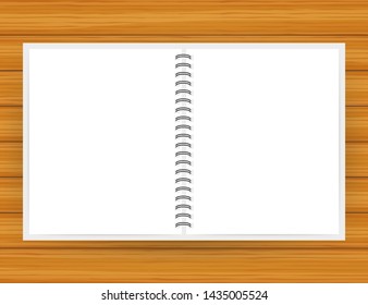 Notebook mockup, with place for your image, text or corporate identity details. Blank mock up with shadow on. Vector stock illustration.