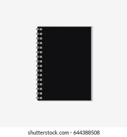 Notebook mockup. Realistic notepad with spiral. Vector illustration. 