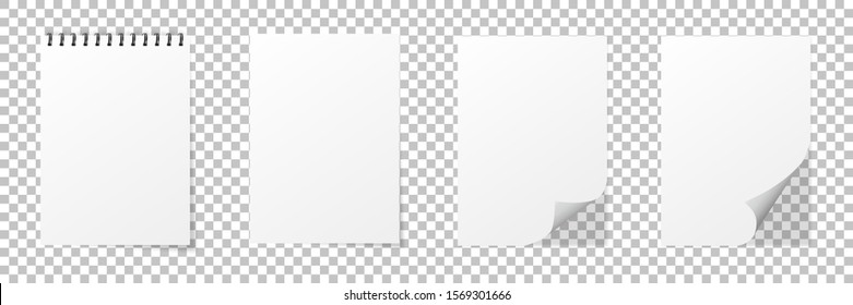 Notebook mockup set. Note with spiral. Notebook realistic style. Notepad empty paper. vector