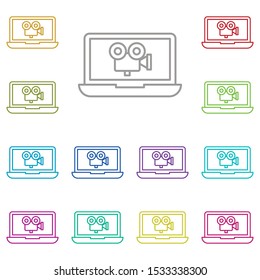 Notebook movie multi color icon. Simple thin line, outline vector of cinema icons for ui and ux, website or mobile application