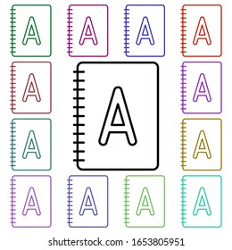 Notebook multi color style icon. Simple thin line, outline vector of education icons for ui and ux, website or mobile application