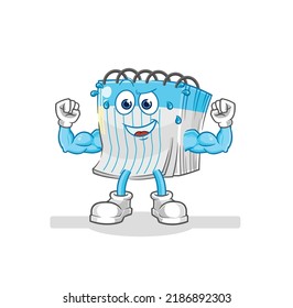 Muskelcartoon des Notebooks. Cartoon-Maskottvektor