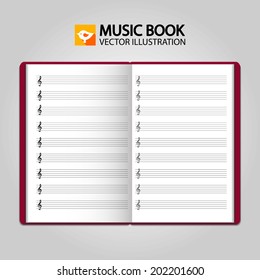 Notebook for musical notes.  Vector illustration