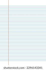 notebook narrow ruled paper background for student. vector illustration