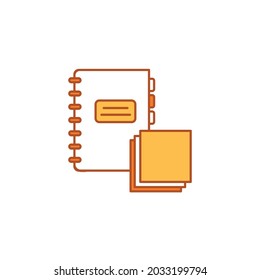Notebook and note paper color line icon. School supplies. Sign for web page, mobile app, banner, social media. Editable stroke.
