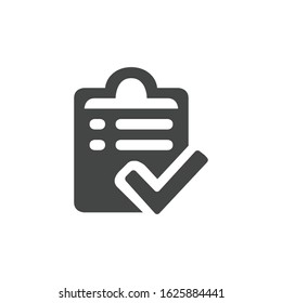 notebook. note sheet. medical form to fill out with a check mark. Form. sheet. confirmed. flat design. Stock vector illustration isolated on white background.