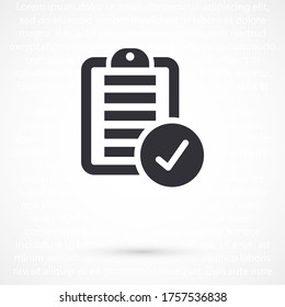portátil. hoja de notas. formulario médico para cumplimentar con una marca de verificación. Forma. hoja. confirmado. diseño plano. el trabajo se realiza para su uso con fines y propósitos. vector de iconos eps 10