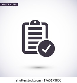 notebook. note sheet. medical form to fill out with a check mark. Form. sheet. confirmed. flat design. the work is done for your use for your purposes and purposes. eps 10 icons vector