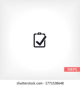 portátil. hoja de notas. formulario médico para cumplimentar con una marca de verificación. Forma. hoja. confirmado. diseño plano. el trabajo se realiza para su uso con fines y propósitos. vector de iconos eps 10